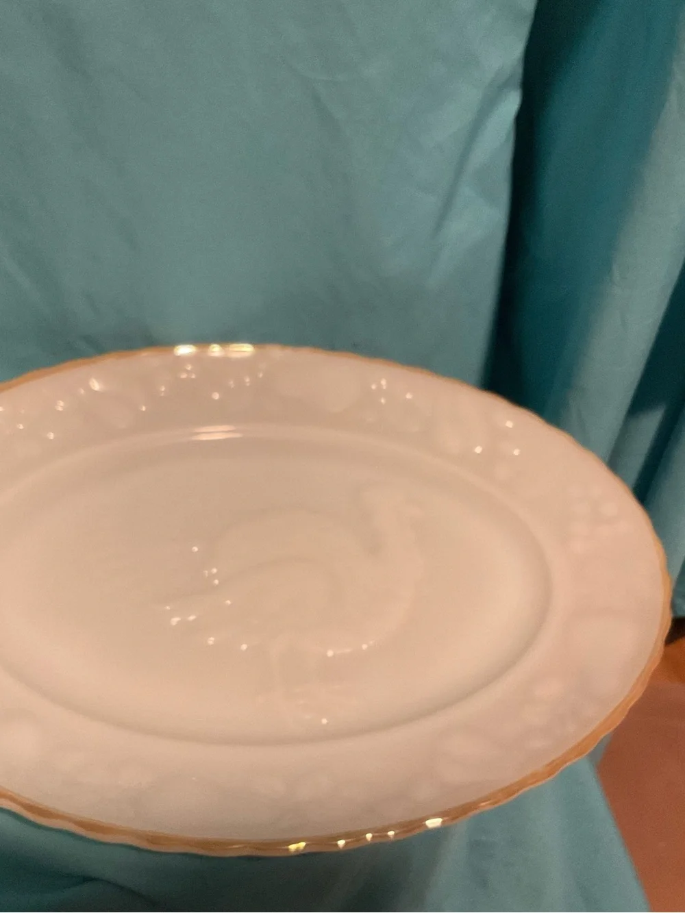 White Porcelain Dinner Plate with Gold Trim